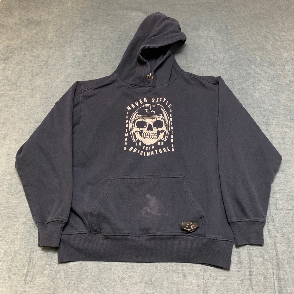 VTG Tony Hawk Hoodie Mens XL Blue Fleece Lined Graphic Never Settle Originators